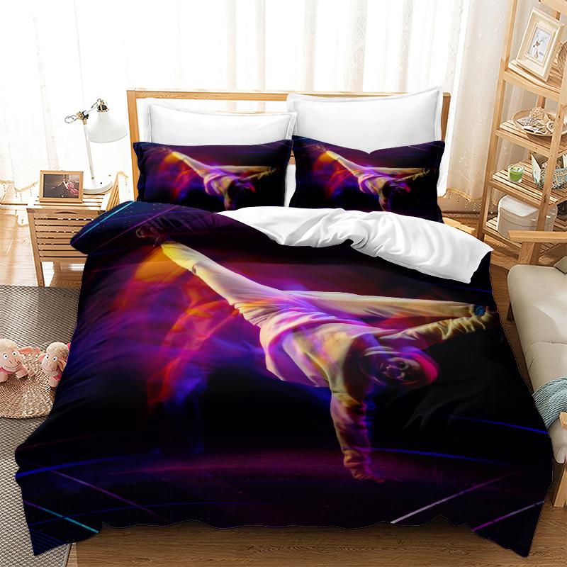 Home Bedding Dynamic Hip-hop Quilt Cover Queen King Full-size Twin Bed Boy Hip-hop Printing Adult Children's Quilt Cover and Pillow Cover Bedding