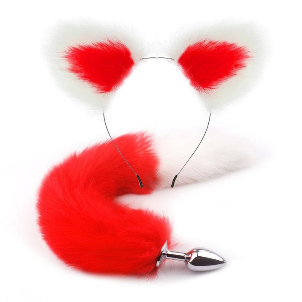 Sm Erotic Fox Tail Anal Plug Metal Vestibule Plug Adult Toy Artificial Tail Set Fox Role Play