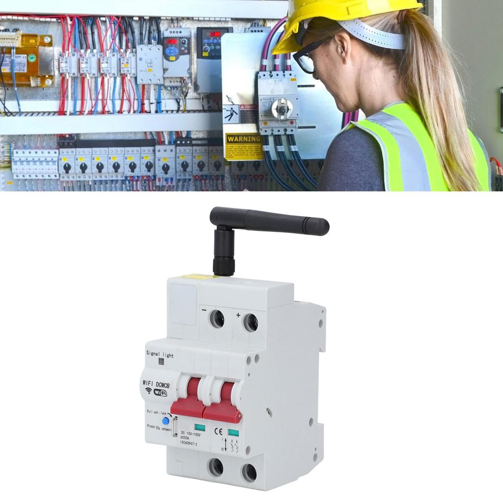 Smart Circuit Breaker 100A WiFi App Remote Control Voltage Regulator with   Lock Voice Controllable 2P  10‑100V