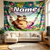 Custom Name Personalized Masha and the Bear Print Tapestry, Wall Art Decor, Bedroom, Dorm, Apartment, LivingRoom, Party Backdrop, Gift for Birthday