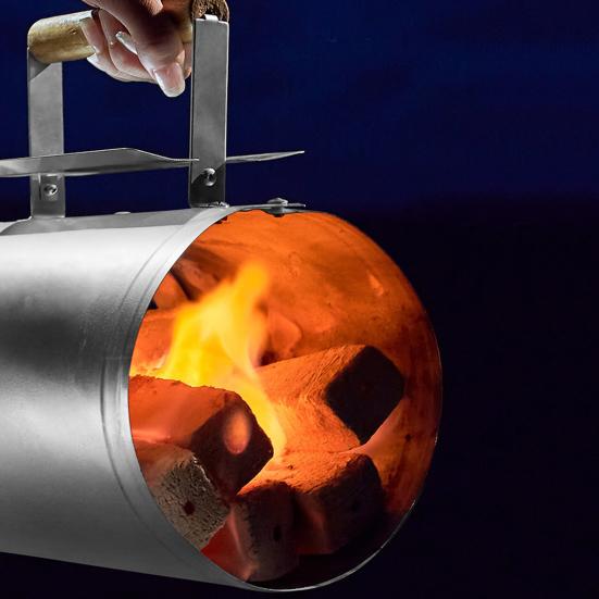 Charcoal Chimneys Starter Extra Large Capacity Small Chimneys with Wooden Handle for Charcoal Grill And BBQ