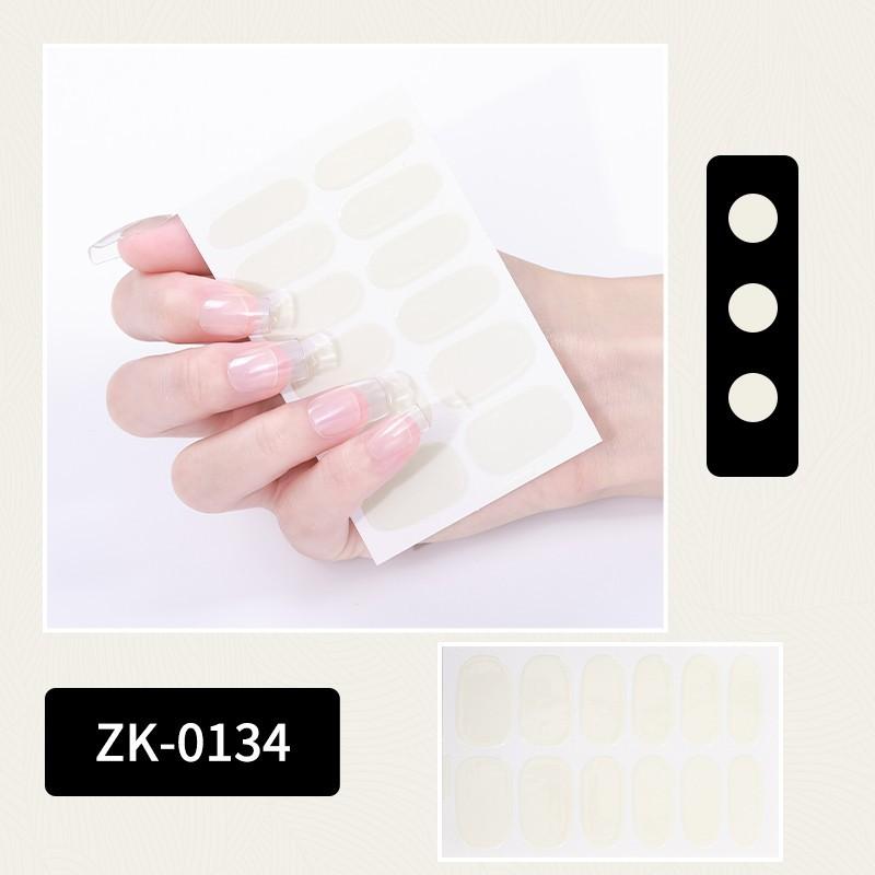 12-finger White No-Bake Nail Decal Fully Coated with Waterproof Long-lasting Nail Patch Simple Wind Nail Polish Adhesive