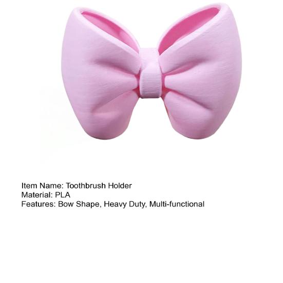 Držák na zubní kartáček s mašlí 3D tištěný Růžová Bílá Mašlička Organizér na zubní kartáček a pastu Dekorace do koupelny Multifunkční krabička na pera