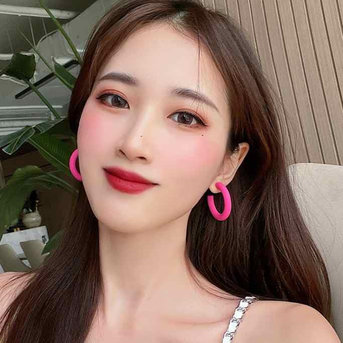 Earrings for Women Popular Earrings Painless Pink Thick Large 40mm Hoop Earrings Resin Earrings Miyabi Grace Miyabi Grace Non-pierced Non-pierced
