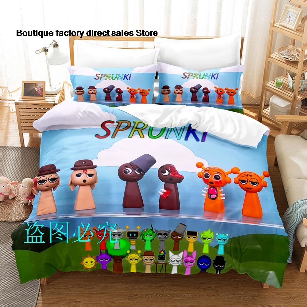Sprunki Bedding Set Single Twin Full Queen King Size Bed Set Adult Kid Bedroom Duvetcover Sets Anime parure de lit Bed
