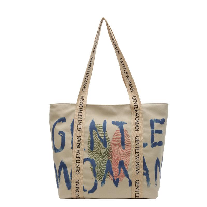 

Fashion Alphabet Handheld Cloth Bag Women s Trend Personality Versatile Student Shoulder Bag Korean Version Large Capacity Tote Bag one size fits all хаки