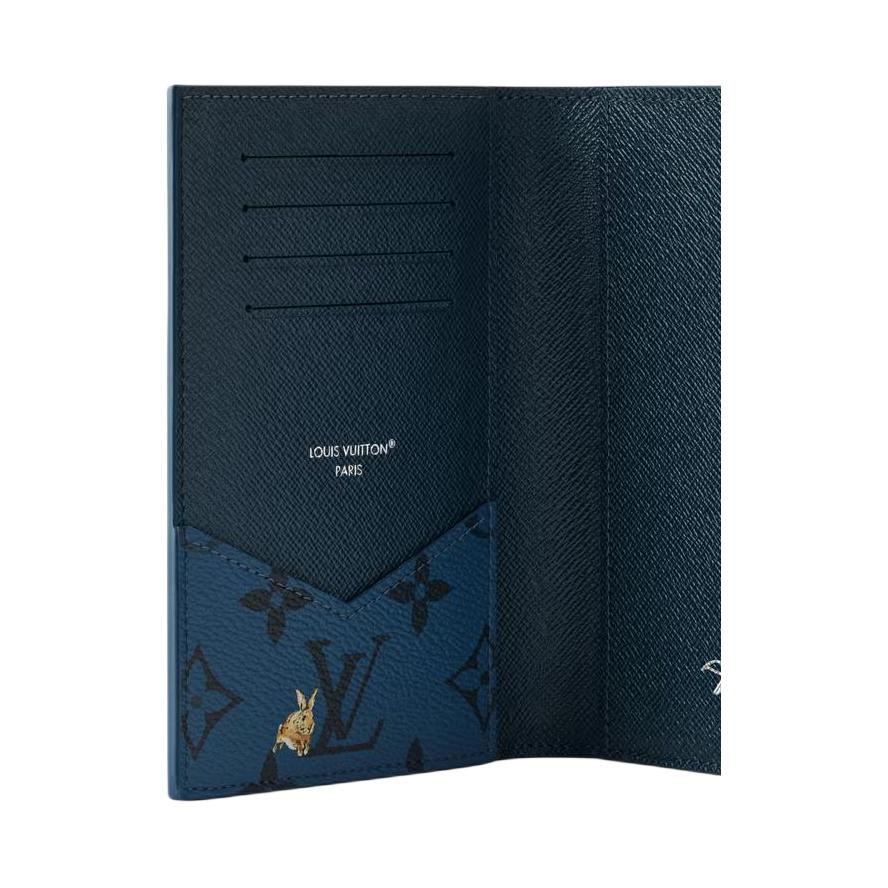 Louis Vuitton Ss26 Animal Combination Print Monogram Forest Coated Canvas Passport Holder Men Accessories Navy-Blue M27052