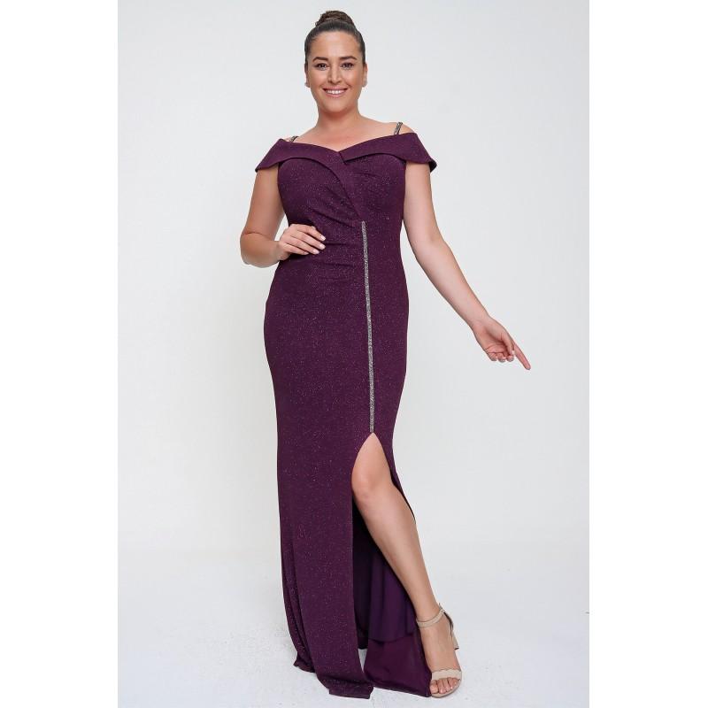 

Stone Rope Strap Front с разрезом на подкладке Plus Size Long Dress