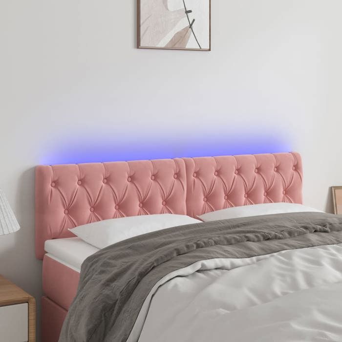 VidaXL Tête de Lit à LED Meuble de Chambre à Coucher Accessoire de Lit Double Tête de Cadre de Lit Intérieur Rose 3122007