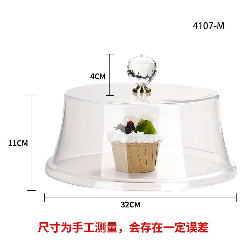 Cake Stand Wooden Pallets Acrylic Cake Lid Transparent Dust Cover Cake Pan Display Stand Dim Sum Dish Snack Tray Fruit Plate
