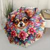 Folding Umbrella Chihuahua Surrounded by Vibrant Floral Mandala Creative Portable Folding Umbrella Christmas and Other Holiday