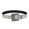 Ethnic Stylish Retro Floral Leather Belt With Metal Buckle For Men And Women
