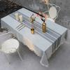 Elegant Ins Style Tablecloth In Striped Grey And Brown For Modern Dining Decor