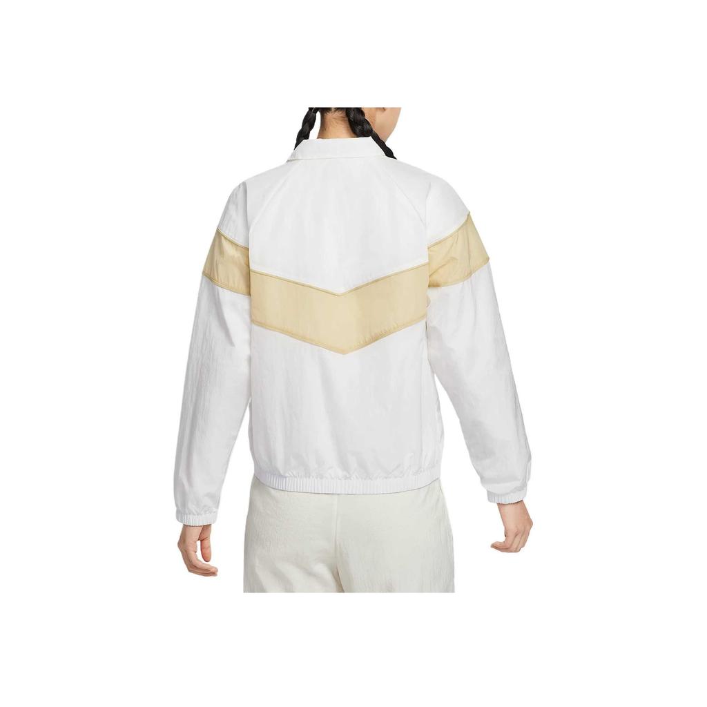 Nike Windrunner Classic Logo Fashion Simple Versatile Stand Collar Jacket Women Jacket Sail-White Team-Gold Black FV6305-133