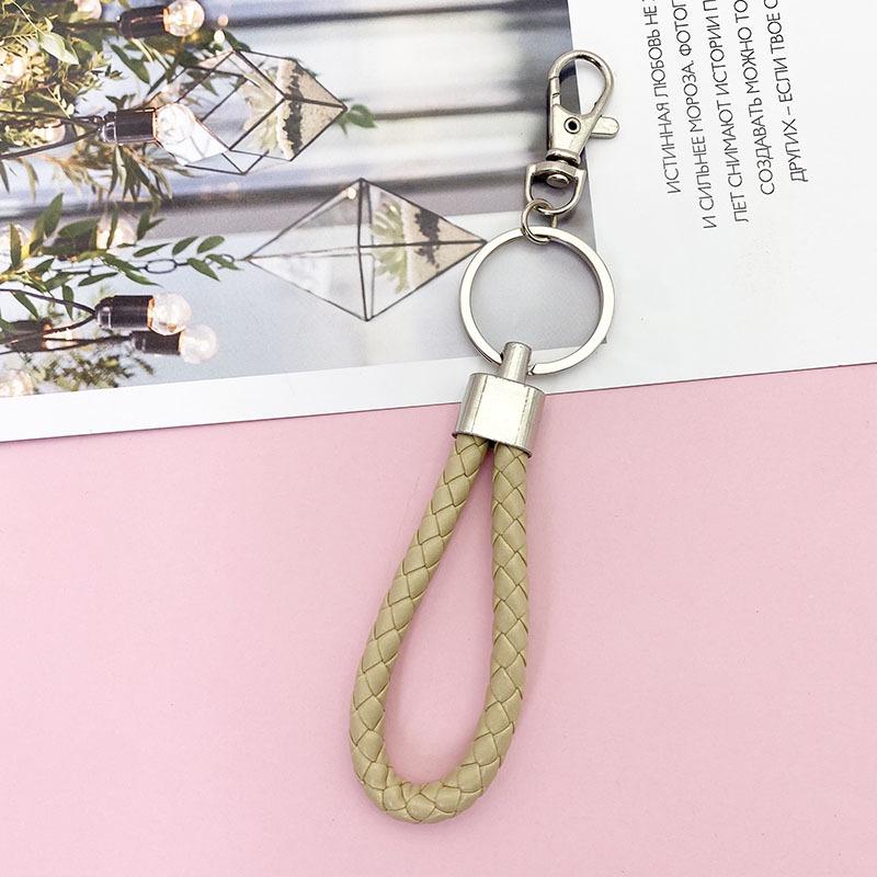 Braided Leather Car Keychain - Unisex Waist-Hanging Bag Charm Keyring