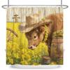 Fresh Pastoral Style Bathroom Shower Curtains Sunflower Calf Bathtub Bathroom Waterproof Curtain With Hooks Polyester Curtains