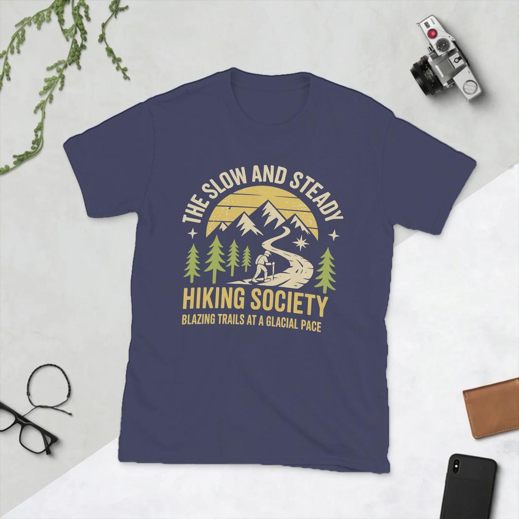 The Slow and Steady Hiking Society Unisex T Shirts Vintage Tee Shirt Short Sleeve O Neck TShirt Pure Cotton Plus Size Clothes
