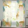 Leopard Tropical Palm Turtle Bamboo Bedroom Transparent Sheer Curtains Holiday Decoration Window Voile Tulle Curtain