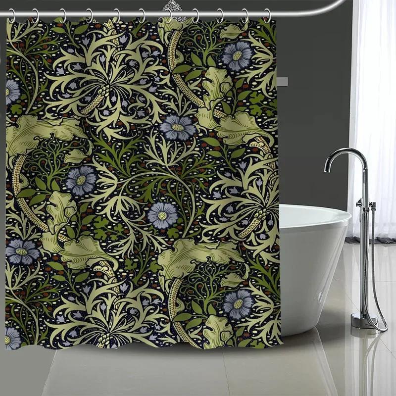 William Morris Art Προσαρμοσμένο Μοτίβο Πολυεστερική Κουρτίνα Μπάνιου Αδιάβροχη Κουρτίνα Ντους DIY Κουρτίνα με Σχέδιο για Μπάνιο