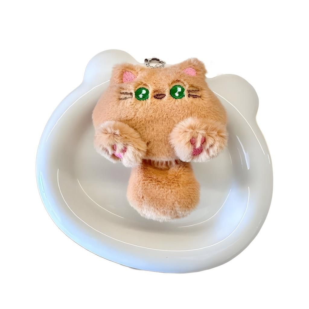 Adorable Plush Cat Doll Brooch Charm Cute Bear Rabbit Backpack Accessory Gift Ideal For Kids