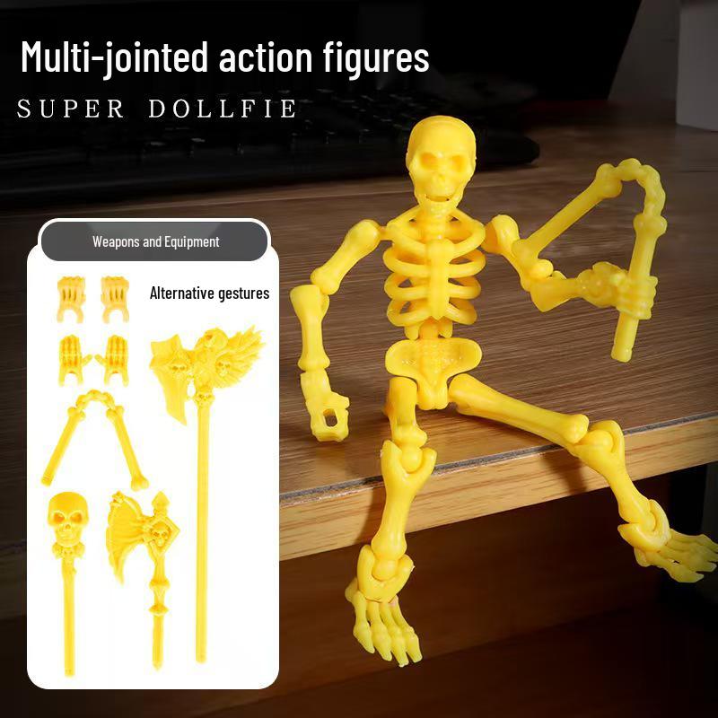 3D Articulated Doll Skeleton Model: DIY Assembly Movable Figure Toy Pendant