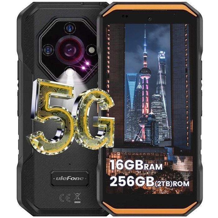 Telephone Portable Incassable 5G Ulefone Armor X32 Pro 16+256Go 6500mAh 5,65" 64MP Caméra Smartphone Robuste Dural SIM/NFC Orange