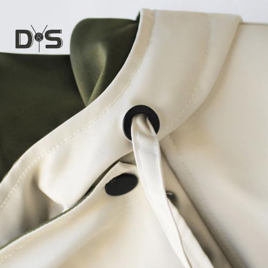 Women Windbreaker Hooded Patchwork Colorblock Zipper And Button Closure Long Sleeves Tight Waist Loose Coat Cargo Style Outdoor Jacket