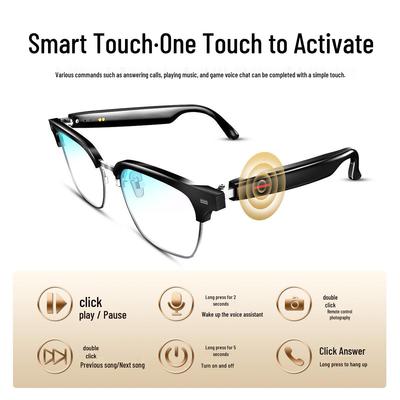 Multifunktionale smarte Bluetooth-Brille: Blaulichtfilter-Sonnenbrille, Kopfhörer, Sprachübersetzung, Musik- und Anruffunktionen, Wechselgläser.