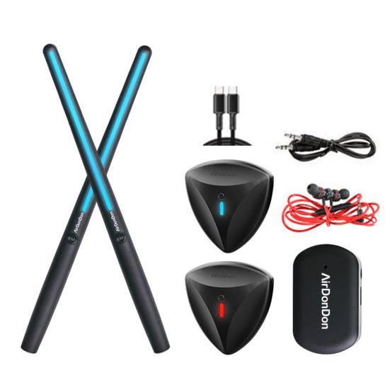 1 Set Air Drum Kit with Drumsticks Pedals Audio Converter Earphone 3D Motion Sensing Electric Drum Beginners Children Adults Portable Virtual Drum Toy