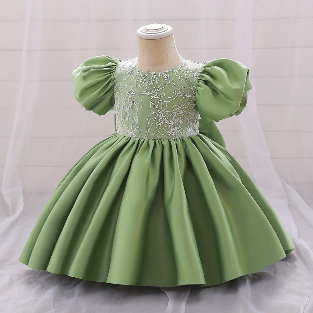 Summer Flower Bow Princess Newborn Kids Dresses for Girls Lace Ball Gown Wedding Bridemaid Prom Party Girl Dress Birthday Child Costume