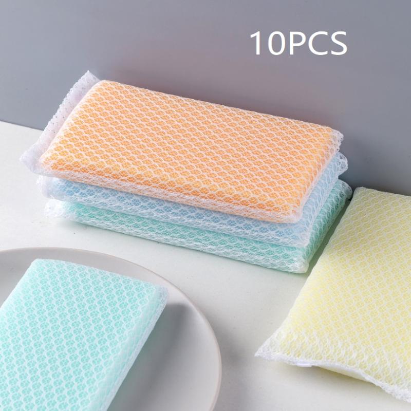 5/10 Pcs Dish Sponge Non Stick Scouring Pad Cleaning Supplies Resilient Net Foaming Easily For Pan Bowl Sponges Scouring