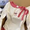 Girls Long Sleeve T Shirt With Colorblock Plaid Pattern For Spring Casual Wear