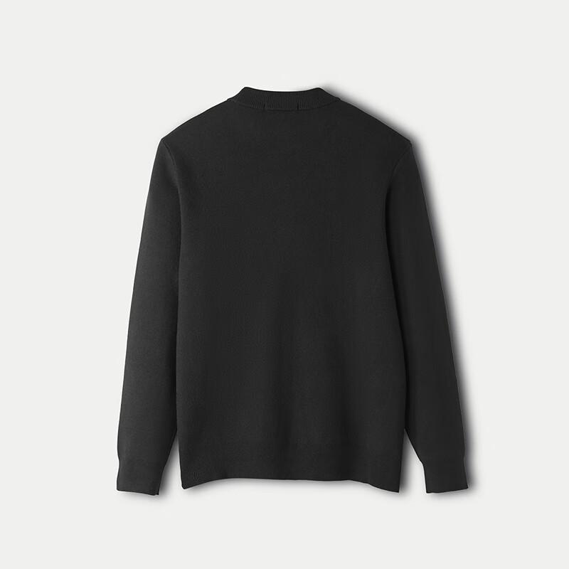 HLA Men's Fluffy Fleece Lined Round Neck Knit Sweater