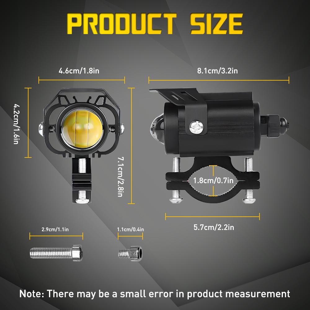 2Pcs Motorcycle Spotlights LED Yellow White Four Mode Strobe 12V Motorcycle Lamp Universal Moto Headlight Spotlights Accessories