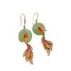 New Chinese style Ping An knot koi earrings, retro Chinese style temperament lucky fish tail long earrings