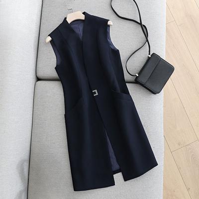 Elegant Long Vest Jacket for Women's Autumn and Spring Outfit Coat