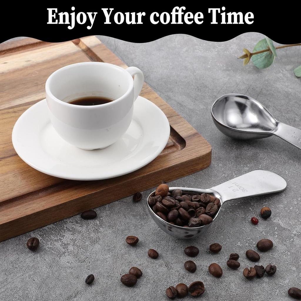 2 Pcs 2 Tbsp Scoop, Stainless Steel 2 Tablespoon Capacity, 30ml Short-Handled Coffee Scoop for Ground Coffees Fits ide Canisters