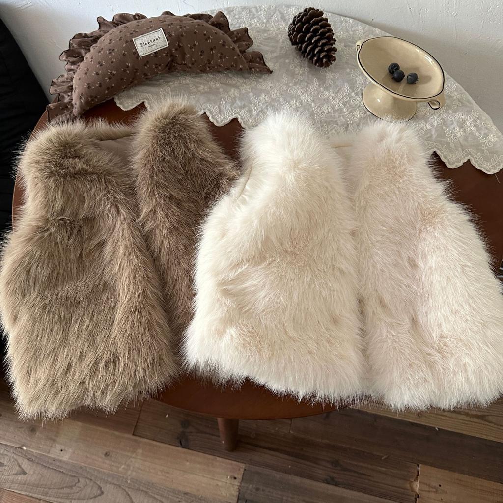 Winter Children's Clothing Girls' Solid Color Furry Vest Children's Waistcoat Baby Plush Fur Vest