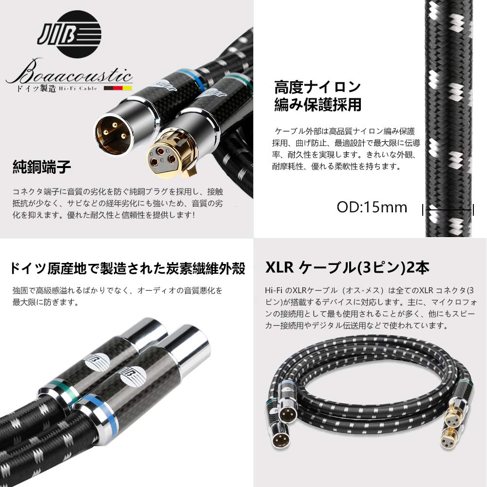 JIB XLR Audio Cable for Canon XLR Microphone Balanced Compatible with AV and 1m 15mm OD x 2 (Male-Female) Cables, Cables, 3-Pin Cables, Cables,