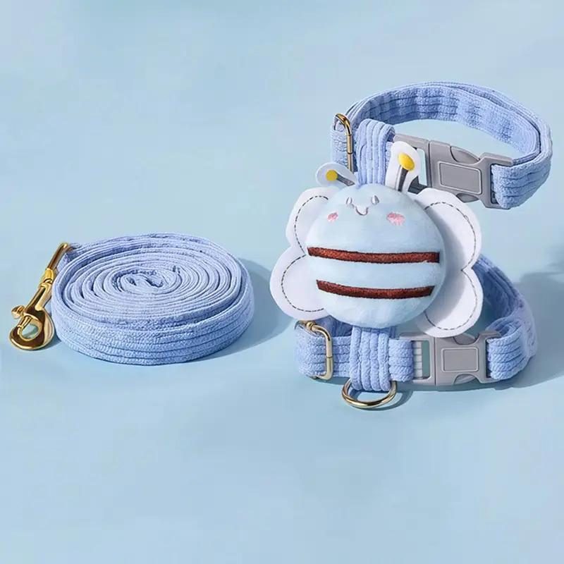 Walking Harness Leash Set for Cats Dogs - Cartoon Bee Adjustable Escape-Proof for Small Medium Pets