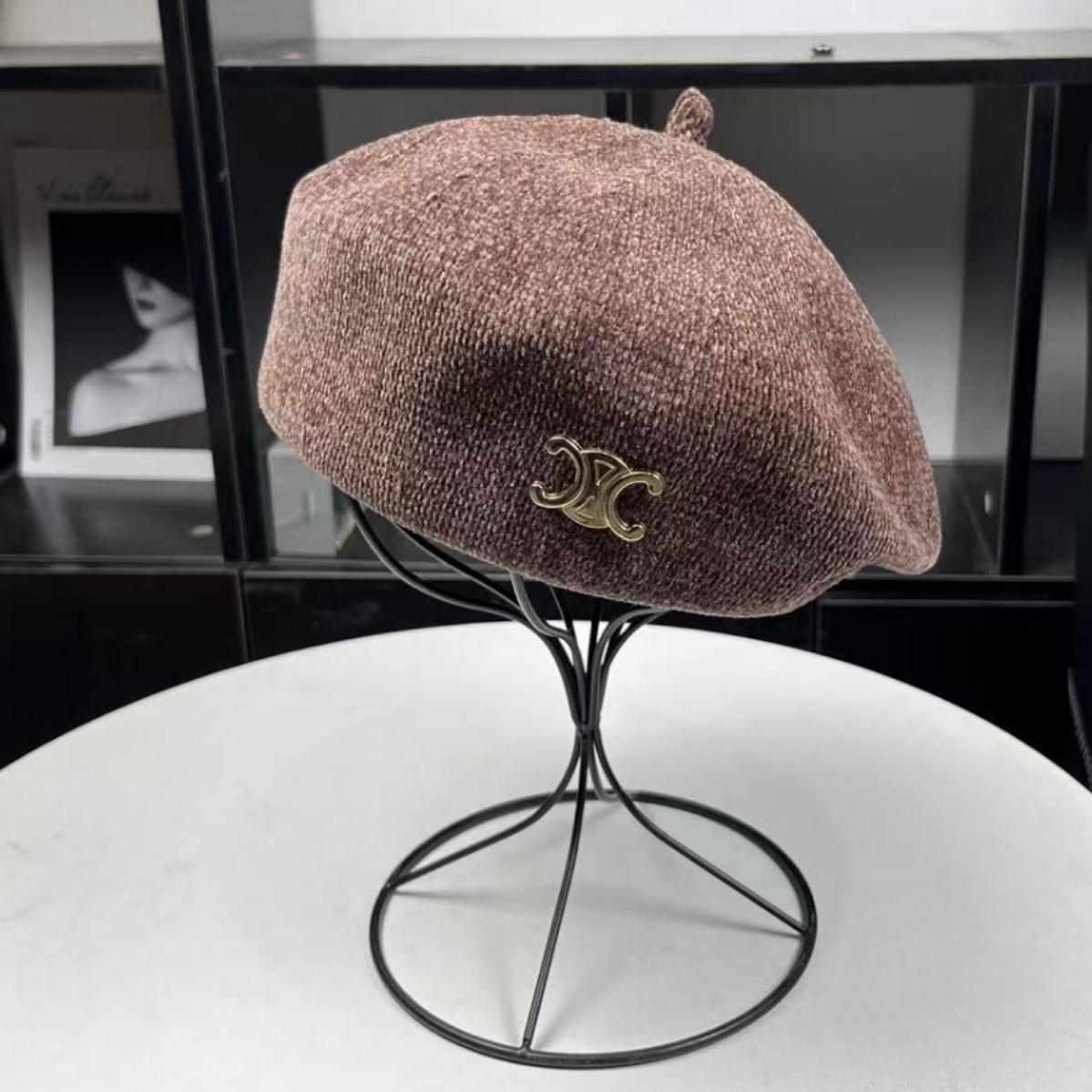 

Elegant Fashionable 2025 Autumn Winter New Style Women s Beret Hat Artist Streetwear Breathable round Top No Brim Cap M(54-57.5cm)