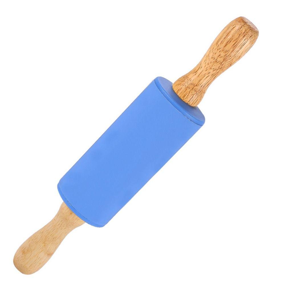 Wooden Handle Pastry Dough Roller Non-Stick Flour Roller New Silicone Rolling Pin Kitchen Gadget
