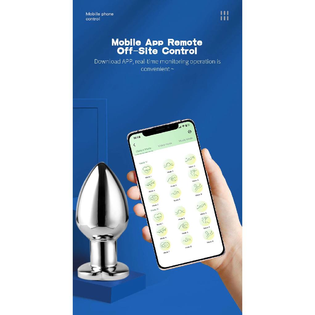 Vibrating Remote Heart-Shaped App Control Man and Woman Metal Anal Plug Adult Luminous Electric Anal Dildo Couple Intimate Toys