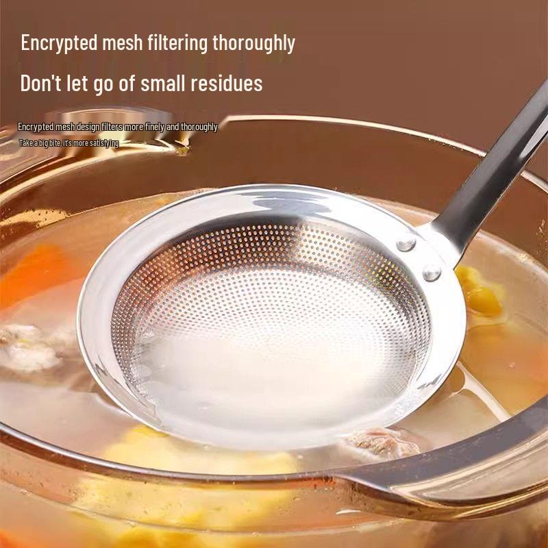 304 Stainless Steel Multifunctional Oil Separator & Foaming Spoon with Mesh Filter