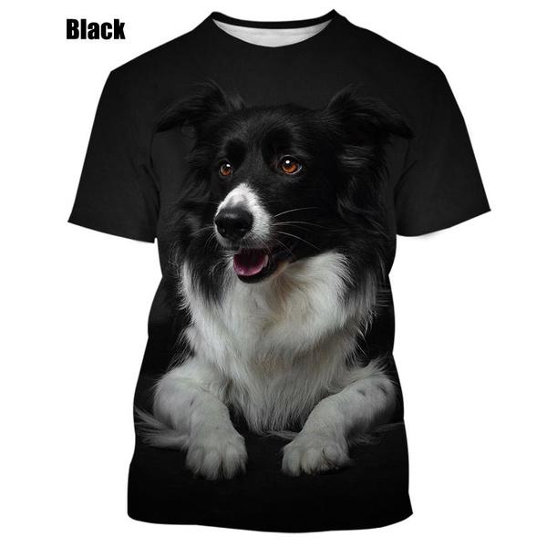 

Модная повседневная футболка унисекс с милой собакой и животным круглым вырезом с коротким рукавом, популярная футболка с 3D принтом бордер-колли и коротким рукавом XXL
