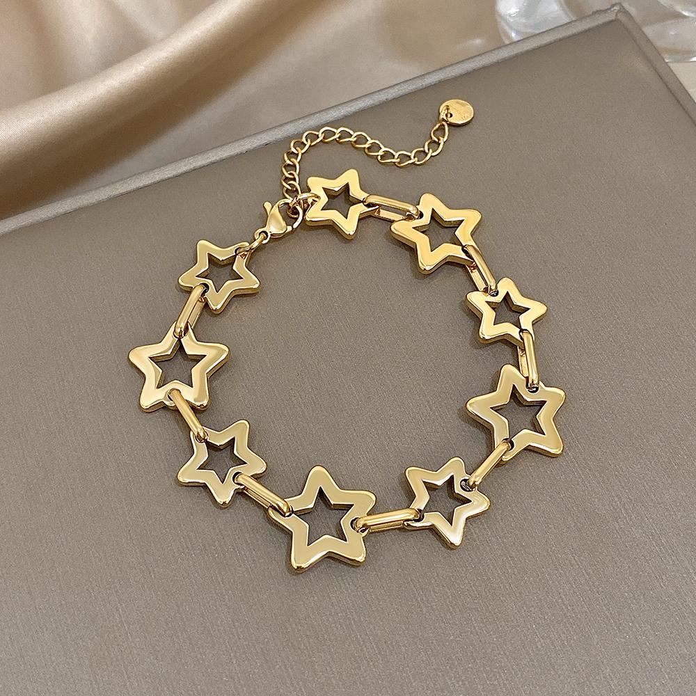 

Fashion Stainless Steel Gold Silver Color Bracelet for Women Cute Hollow Stars Link Chain Bracelets Waterproof Jewelry Gifts золотой