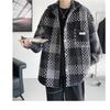 Fashion Loose Spell Color Grid Single Breasted Lapel Jacket Men's Spring Autumn Casual Jacket Pockets