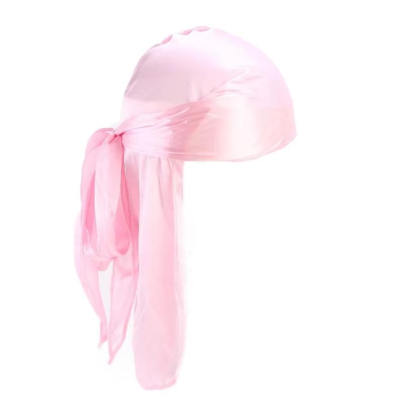 Unisex Silky Long Tail Durag Pirate Hat Turban Fashion Headwraps Cap Bandana Women Men Headwear Caps Hijab Hair Accessories