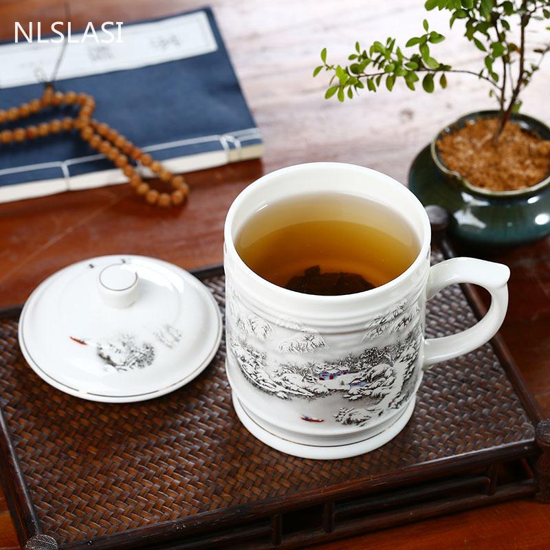 Jingdezhen Keramikk Med deksel Tekopper Håndmalt Blomstermønster Master Tekopp Boutiques Te-seremoni Tilbehør Tilbehør