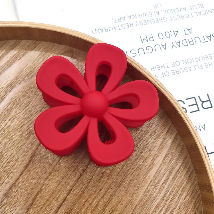 Matte Flower Hair Claw: Five-Petal Clip for Updo & Ponytail